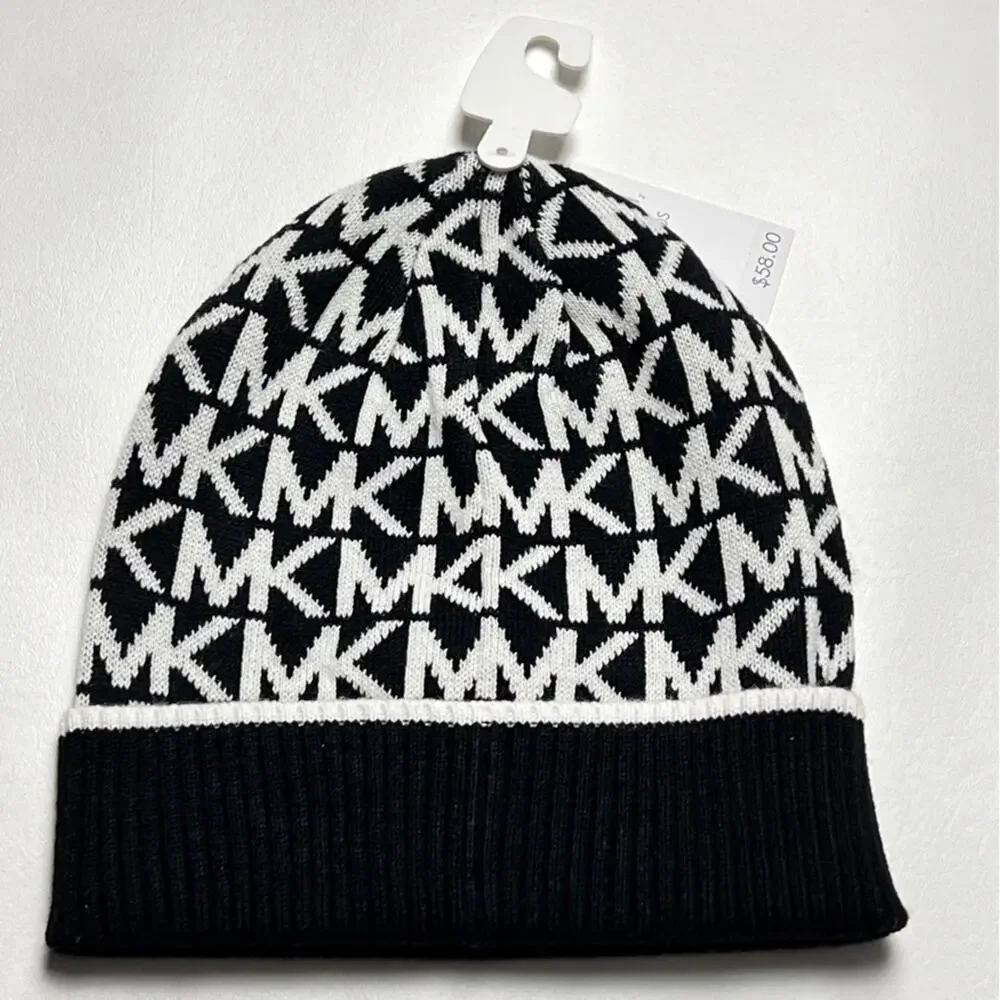 Michael Kors MK  Classic Pattern Women's Cold Weather Winter Beanie Logo Hat